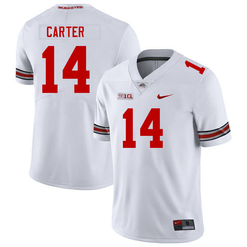 Men #14 Ja'Had Carter Ohio State Buckeyes College Football Jerseys Stitched-White